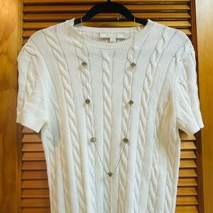 Delicate Gold-Tone Crystal Necklace with Intricate Accents 38”